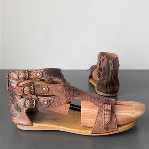 Roan by Bed Stu Brown Leather Gladiator Sandals Sz 7 Buckles Boho Western Casual